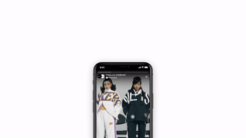 Animated prototype showing Collection Ad expanding from Twitter feed to full-screen product gallery with browsable items